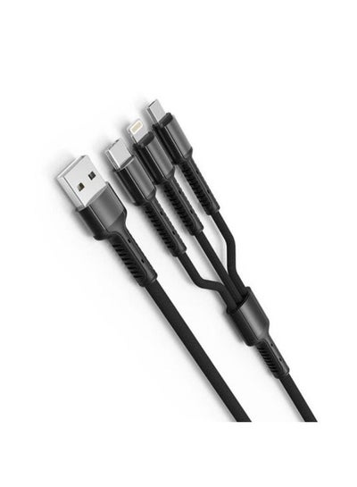 Buy LC93 3 In 1 Fast Charging Data Cable Lightning, Type-C And Micro To USB-A, 1.2M Length And 3.4A Current  - Black in Egypt