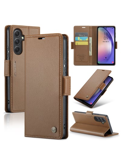 Buy CaseMe Flip Wallet Case For Samsung Galaxy A54 5G RFID Blocking PU Leather Wallet Flip Folio Case with Card Holder Kickstand Shockproof Phone Cover - Brown in Egypt