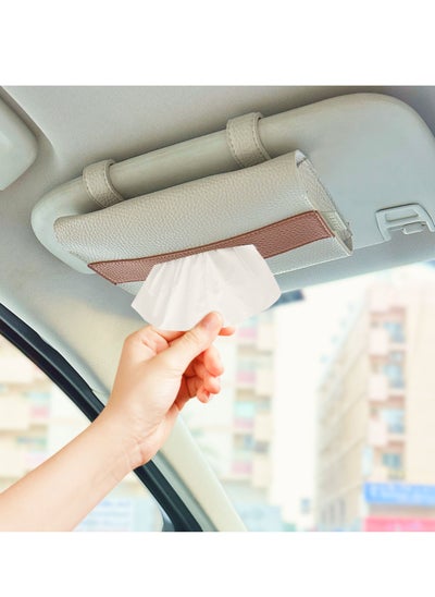 اشتري Leather Car Visor Tissue Holder (Cream) في الامارات