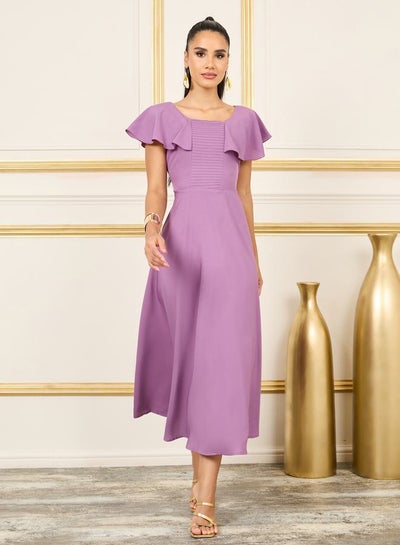 Buy Stitch Detail Frill Layer Detail A-line Maxi Dress in Saudi Arabia