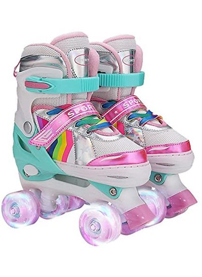 Buy Adjustable Roller Skates with All Wheels Light up, for Girls and Kids‎ S(31-34) in UAE