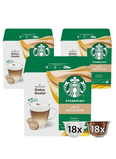 Buy Nescafe Dolce Gusto Latte Macchiato 12 Coffee Capsules 129g Pack of 3 in UAE