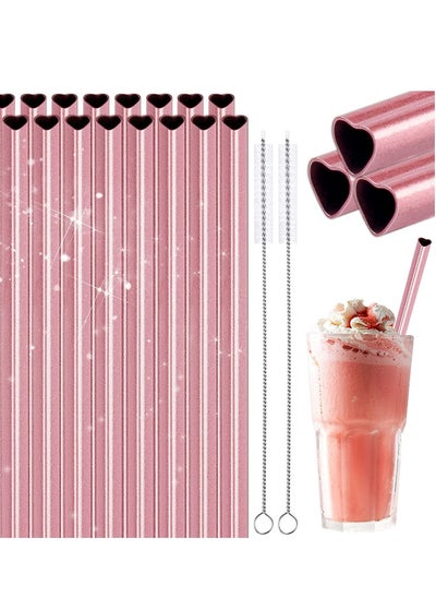 Buy Stainless Steel Straws Reusable Metal Drinking for 30oz and 20oz Tumblers Yeti Dishwasher Safe, 2 Cleaning Brushes Included, Pearl Pink in UAE