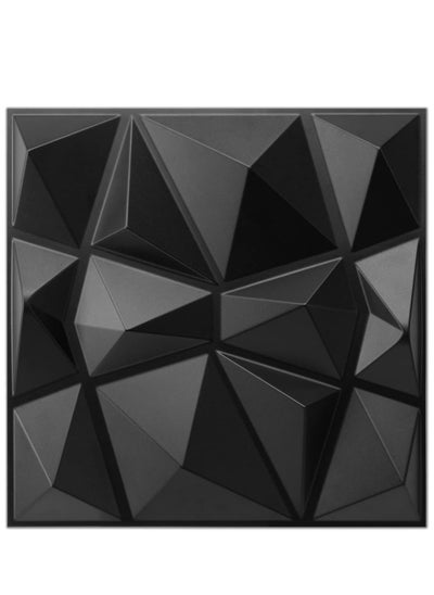 Buy NT 12 PCS 3D Wall Panels 30 x 30cm(11.8''), Diamond Design 3D Wall Panels,PVC Flame Retardant, Moisture and mildew proof, Cover 1㎡ (Black) in Saudi Arabia