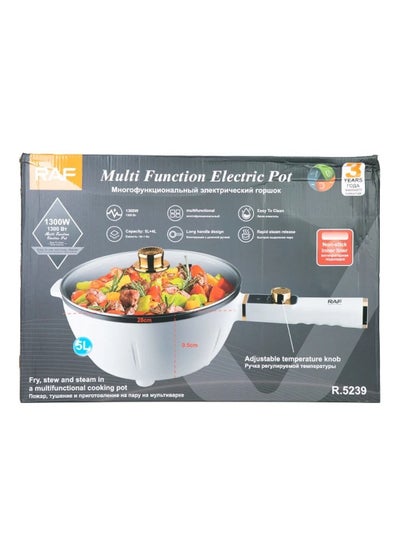 Buy RAF Multi-Function Electric Pot With Long Handle & Adjustable Temperature Knob 1300W 5L+4L Capacity in UAE