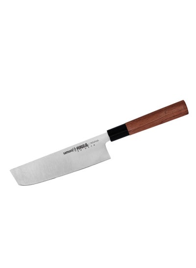 Buy Samura OKINAWA Nakiri Knife | 6.8"/172 mm | Double-Edged Blade | Rosewood Handle | AUS-8 Stonewash Blade | Precision Cutting | Corrosion Resistant in UAE