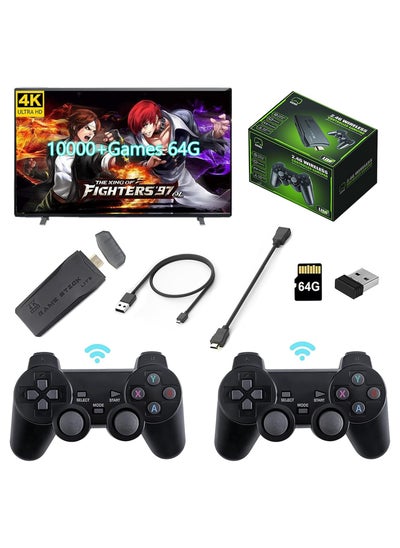 اشتري Retro Game Stick Retro Game Console Built-in 10000+ Games 4K HDMI Nostalgia Stick Game for TV,Plug and Play Video Game Stick Dual 2.4G Controllers M8 64G في السعودية