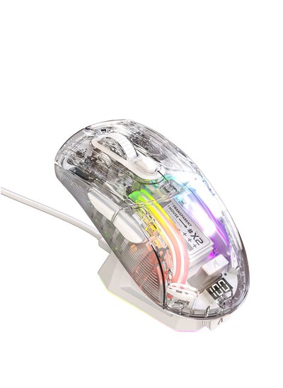 Buy X2PRO Wireless Transparent RGB Mechanical Dual Mode Mouse Clear in UAE