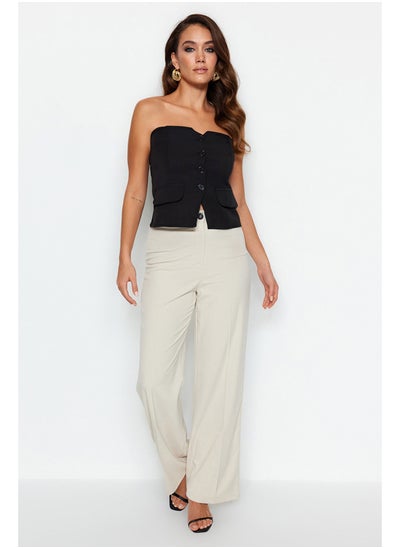 Buy Beige Wide Leg High Waist Woven Trousers TWOSS23PL00314 in Egypt