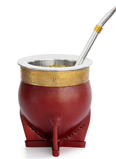 اشتري Argentina Yerba Mate Cup With Straw Tea Gourd Mug One Bombilla Mate (Straw) a Cleaning Brush في الامارات