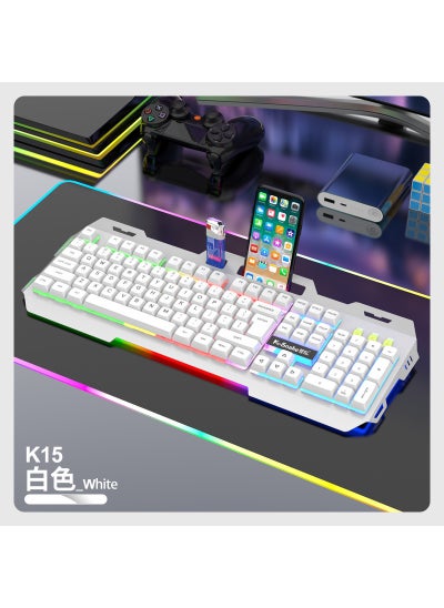 Buy Viper KM520 Metal Panel Keyboard Mouse suit Game Luminous Suspension Key Cap with Hand-held Office Keyboard MouseWhite K15 single keyboard White K15 single keyboard in Saudi Arabia