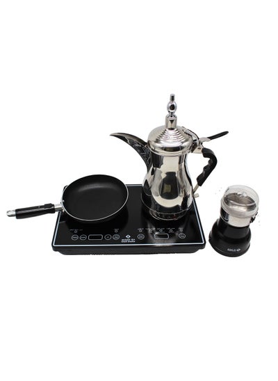 Buy Dallah Al Khaleej,Coffee Maker,Rich Design, Gulf Dalla Coffee Maker with grinder and coffee roast pan,coffee maker black in Saudi Arabia