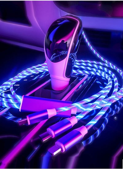 اشتري The 3-in-1 fast charging cable lights up (iPhone x 2 + Type-C + Micro USB Data Sync charging cable)(Samsung s9 s8 Plus Note 9 8 1.2M في الامارات