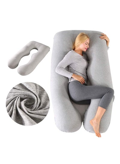 Buy U-Shaped Full Body Pillow Maternity Pillows (Light Grey) in Saudi Arabia