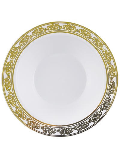 اشتري 7" Plastic Luxury Party Plate- PWLP1406| Luxury Party Plates, Premium-Quality, BPA-Free, Foodgrade and Hygienic| Perfect for Large Gathering, Parties, Events, Etc| White with Golden Print في الامارات