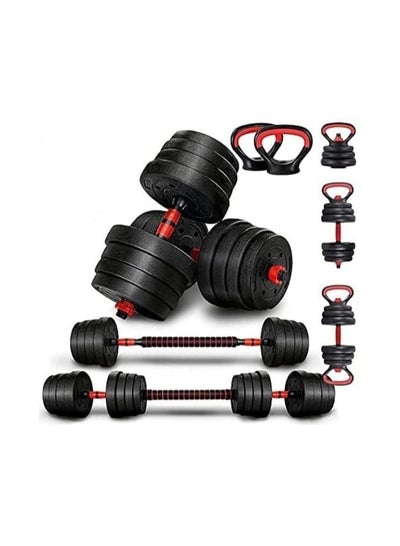 Buy Adjustable 7 in 1 Dumbbell Set 20KG, Free Weights Dumbbells Set with Connecting Rod Used as Barbell, Kettlebell and Push-ups, Weightlifting Fitness for Home/Office in UAE