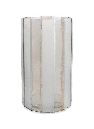 اشتري Glaze Candle Holder, White & Gold - 15.3x28 cm في الامارات