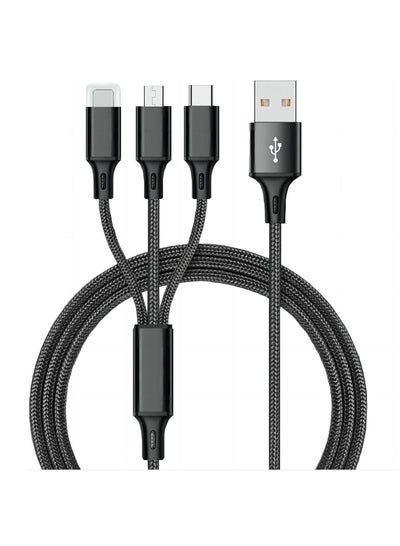 Buy Nylon Braided 3 In 1 Fast Charging Cable For Iphone  Samsung  Huawei  Oppo  And Tables in UAE