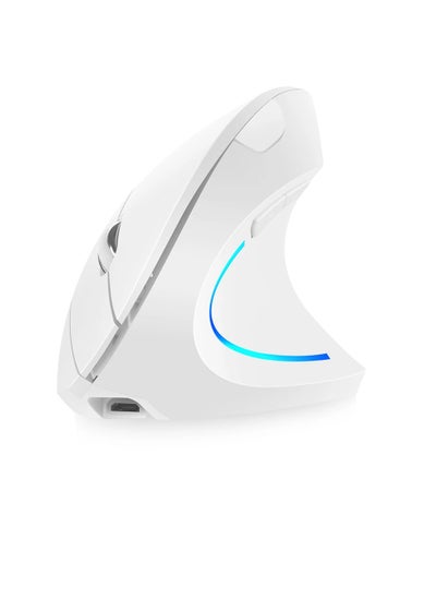 اشتري Wireless Vertical Mouse, Rechargeable Upright Ergonomic Mouse, Dual Mode Vertical Mouse With 3 Adjustable Dpi Levels, RGB Flowing Light Plug N Play Mouse For Laptop, Desktop, Pc, (White) في الامارات