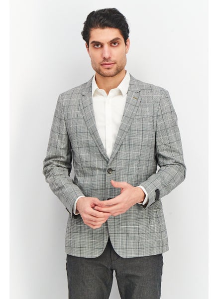 اشتري Men Slim Fit Windowpane Blazer, Opal Grey في الامارات