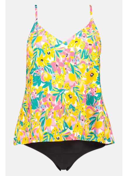 Buy Women 2Pcs Floral Tankini Set, Yellow Combo in UAE