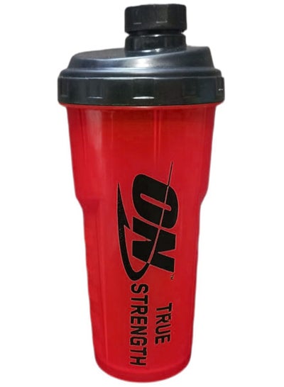 Buy 700ML Protein Powder Shaker Bottle With Mixing Grid BPA-Free, Red & Black in Egypt