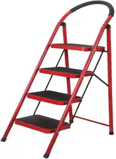 Buy Tamtek 4 Step Ladder Folding Heavy Duty Steel Ladder 150Kg Capacity ( 140X97X81Cm ), Rubber Pad Multi-Purpose Portable Ladder For Home, Kitchen, Garden, Office, Warehouse in UAE