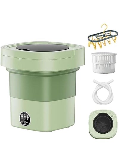 Buy Portable Washing Machine, 8.5L Mini Foldable Washer and Spin Dryer Small Foldable Bucket Washer for Apartment Camping, RV, Travel, Underwear, Socks, Baby clothes, Personal (Green) in Saudi Arabia