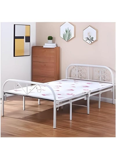 Buy Foldable Metal Single Bed, Comfortable and Portable, Suitable for Narrow Spaces, 190 x 90 x 70 cm in Saudi Arabia