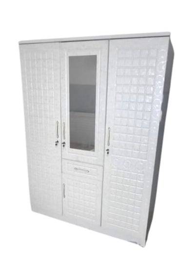 Buy 3 Door wooden cupboard White with storage cabinet in UAE