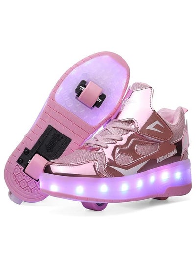 اشتري Upgraded USB Rechargeable Sparkle Skate LED Light up shoes with Removable Wheels & Unique Design - Perfect Birthday Gift for Kids في الامارات