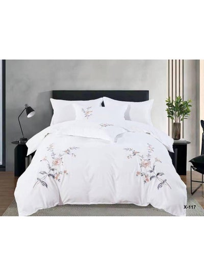 Buy Luxury Rose Embroidery Cotton Duvet Cover Set Korean Style Bedding Princess Solid Color Bedspread Bed Sheet Pillow Cases in UAE