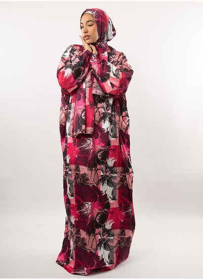 Buy Printed Satin Isdal Fuchsia & Off White For Women in Egypt