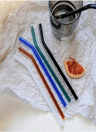 اشتري Colorful Glass Straws Heat Resistant High Borosilicate Tea Juice Milk Coffee Straws (2 Pieces) في مصر