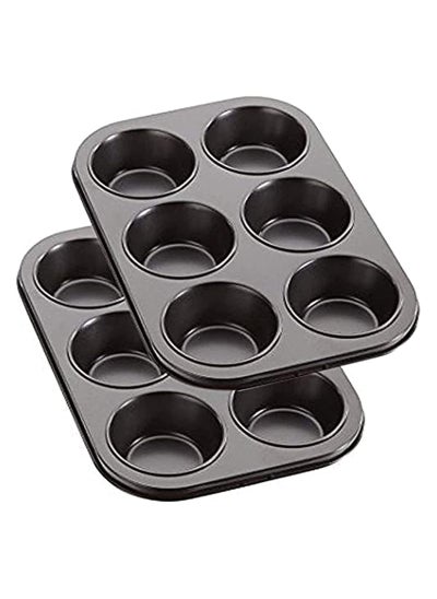 Buy 2 pcs Cupcakes and Muffin Mold Carbon Steel 6 Cups in Egypt