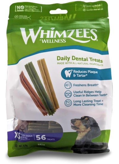 Buy Whimzees Stix Natural Dental Dog Treats Grain Free XS 48+8pcs in UAE