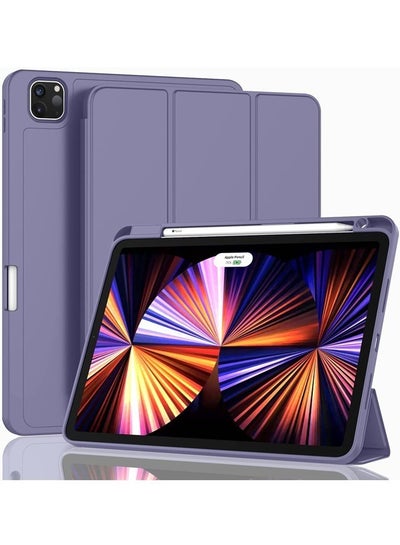 Buy New iPad Pro 12.9 Inch Case 2022/2021/2020 6th/5th/4th Gen with Pencil Holder Smart iPad Case Support Touch ID and Auto Wake/Sleep with Auto 2nd Gen Pencil Charging Lavender in Saudi Arabia