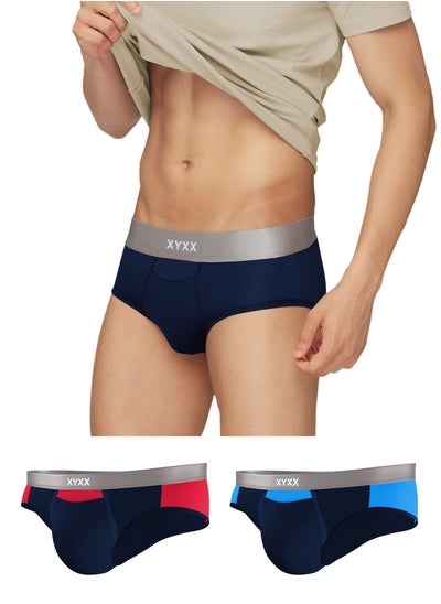 Buy Pack of 3 Illuminati Intellisoft Micro Modal Color Blocked Solid Men Brief in UAE