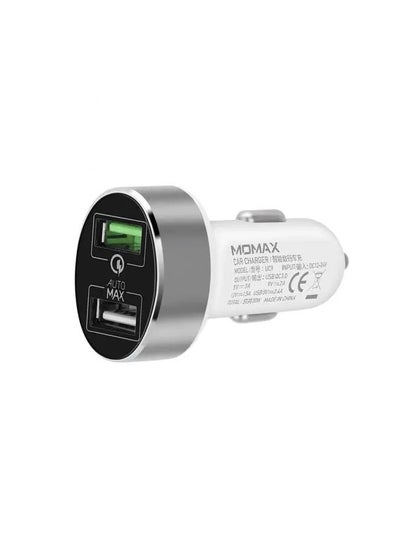 اشتري MOMAX UC9 Dual-port USB Qualcomm 3.0 Fast Car Charger white في مصر