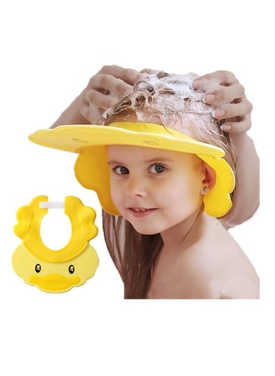 اشتري Baby Shower Cap Adjustable Silicone Shampoo Bath Cap Visor Cap Protect Eye Ear for Infants Toddlers Kids Children في الامارات