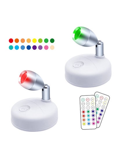 Buy LED Spot Light Indoor, Battery Operated Stick Up Lights with Remote, Mini Spotlight, RGB, 13 Light Colors, Angle Adjustable in Saudi Arabia