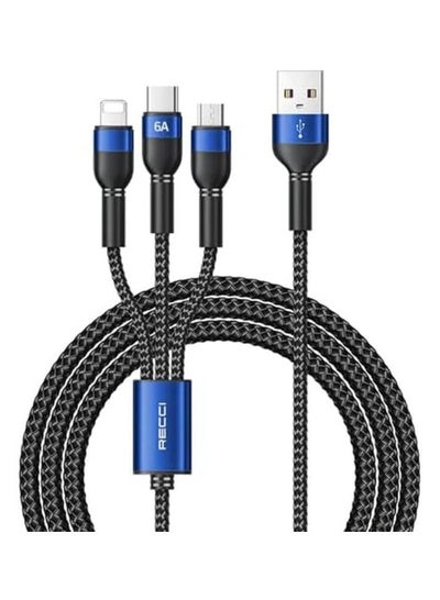 Buy Recci RTC-T12 Fast Charging Cable 3 in 1 Lightning, Type-C and Micro 120 cm in Egypt