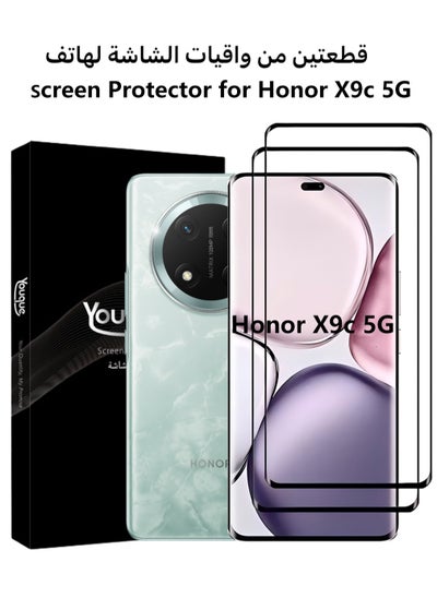 Buy 2 Pieces Honor X9c 5G Tempered Glass Screen Protector, 3D Full Coverage, 9H Tempered Glass Film, HD Transparent, Anti-scratch and Bubble-free, Easy to Install in Saudi Arabia