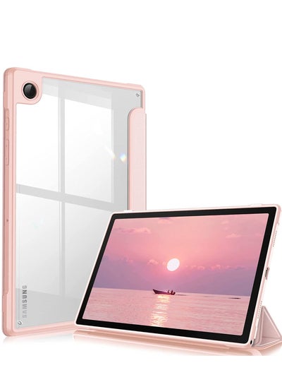 اشتري Hybrid Slim Case for Samsung Galaxy Tab A8 10.5 Inch 2022 Model  (SM-X200/X205/X207) Clear Transparent Back Shell Auto Wake/Sleep Screen Protector Included (Pink) في الامارات