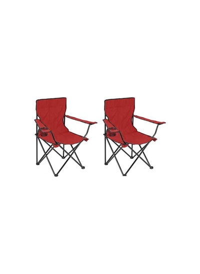 اشتري 2 PCS Portable Folding Beach Chair Multi-Purpose Camping Chair for Adult, Lightweight Patio Lawn Quad Chair for Outdoor Travel Picnic Hiking Supports110kgs Load With Carry Bag في الامارات