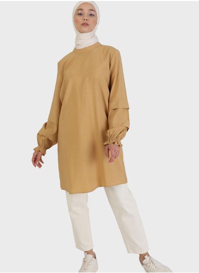 Buy Ruffle Sleeve High Neck Tunic in UAE