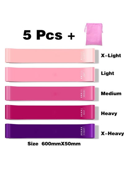 Skin-Friendly Resistance Fitness Exercise Loop Bands With Free Carrying Case- 5 Different Levels Of Resistance For Yoga Pilates Physiotherapy