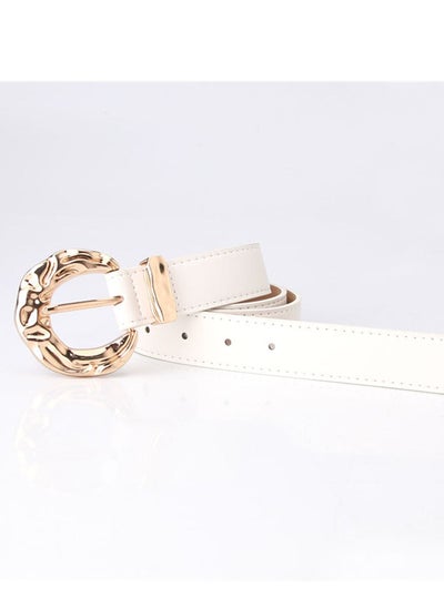 اشتري Fashion Personality Student Decoration Trend Women Metal Buckle Belt 106cm White في الامارات