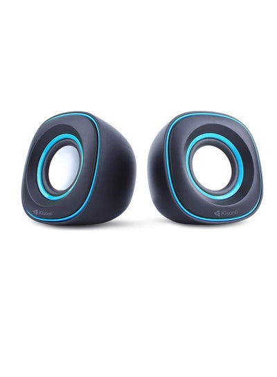 Buy Wired USB Stereo Speakers (3W) - 3.5mm (Black - Blue) V350 in Egypt