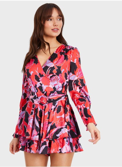 Buy Floral Printed Wrap Dress in Saudi Arabia